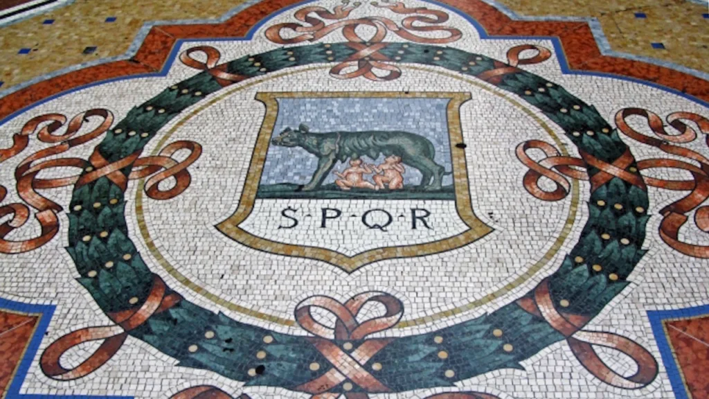 儀式が行われる雄牛のモザイクと同じスタイルの牝牛のモザイク