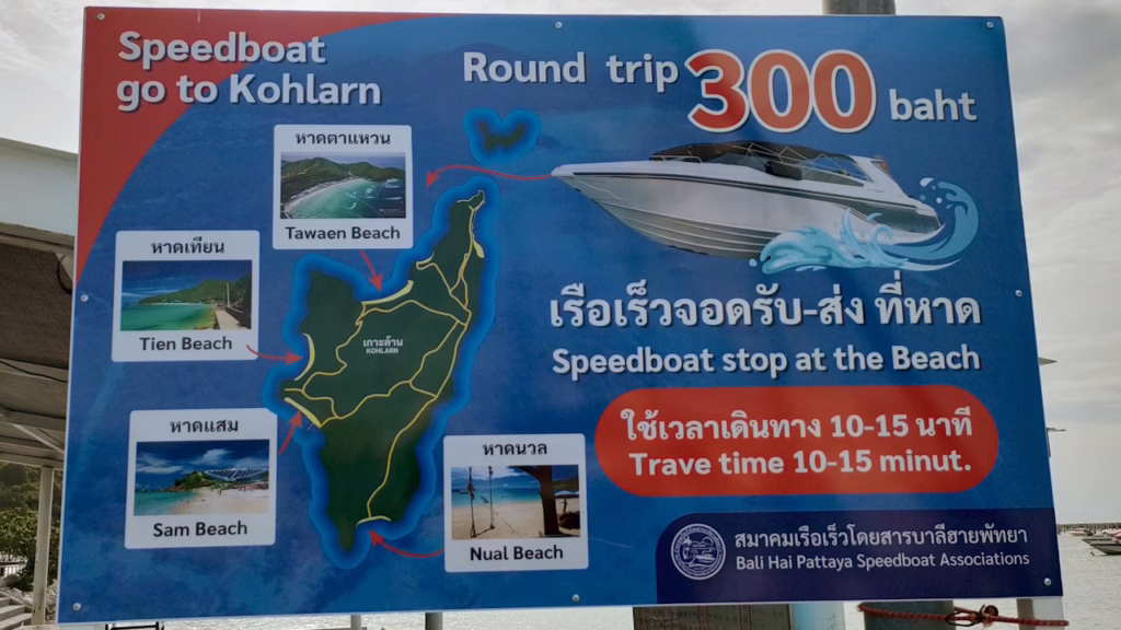 パタヤからのスピードボートで行けるラン島の目的地