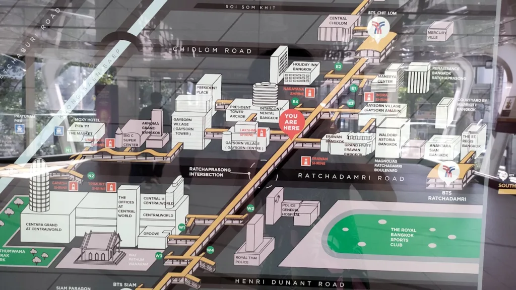 スカイウォークのRatchaprasongエリアの地図