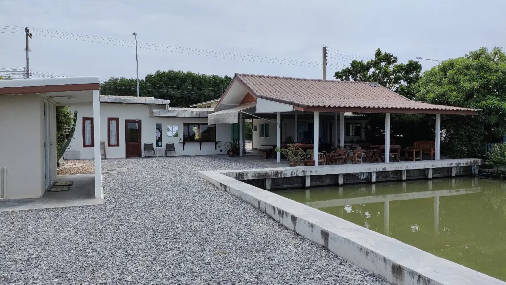 塩田カフェの屋外席と庭